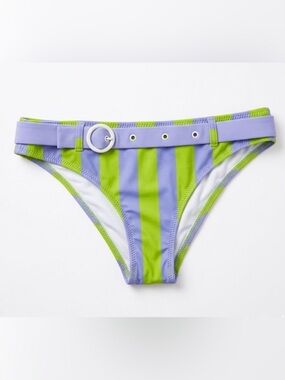 Solid & Striped Rachel Belts Bikini Botton Striped Lime/Lemon Size XS
